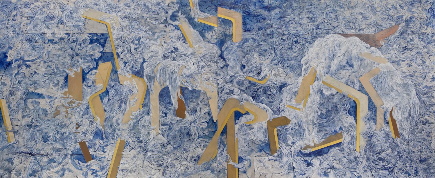 Zelin Seah, Pool, 93 x 226 cm, Oil on Aluminum Plate, 2006